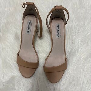 Steve Madden Tan Stiletto Date Night Heels with Ankle Strap Size 8
